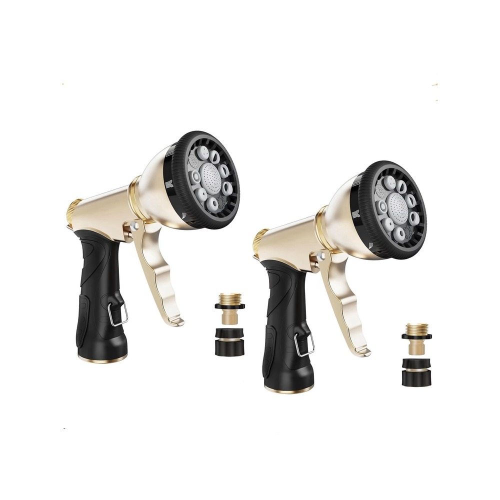 RainPoint MZ256 Heavy Duty Garden Hose Nozzle 9 Spray Patterns Zinc Alloy 2 Pack